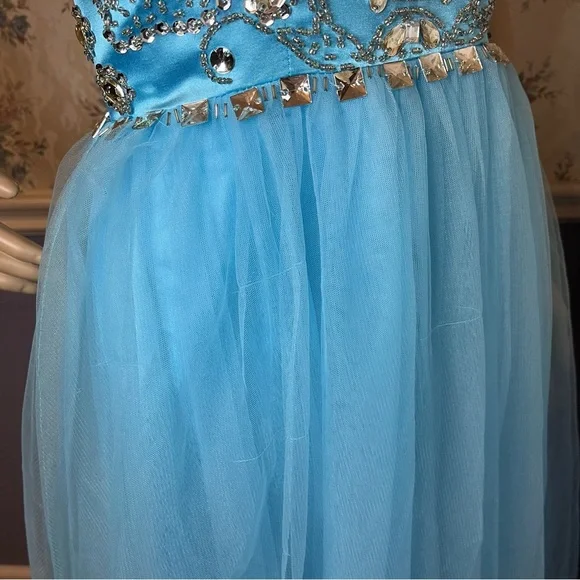 Tideclothes Light Blue Formal Maxi Bridesmaid Ball Gown Prom Dress, Size 2 - Picture 8 of 10